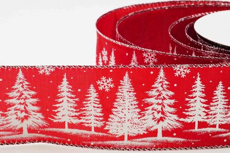 Trees. Snowflakes Wired Ribbon_KF6330G-7_red